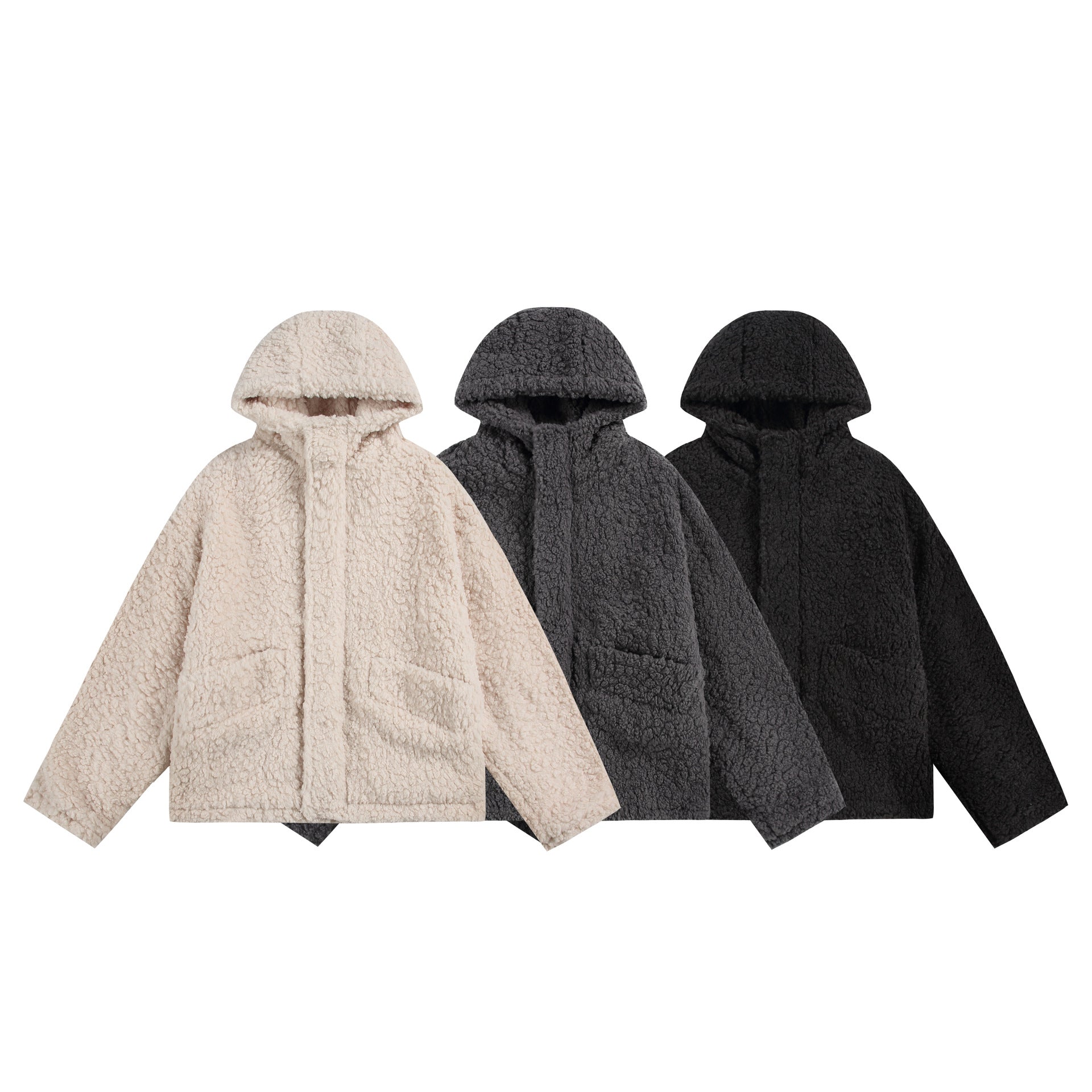 Women's Oversize Sherpa Hoodie with Concealed Front Flap and Patch Pockets Chichicherry