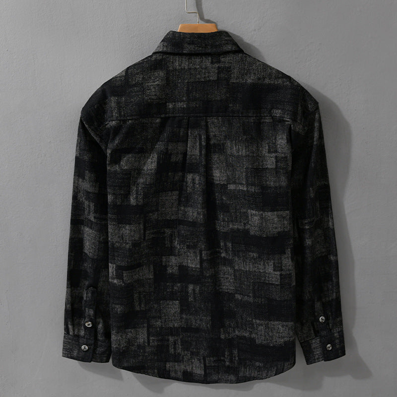 Men's Structured Shirt Jacket - Overshirt made of Cotton Blend with Geometric Print Chichicherry