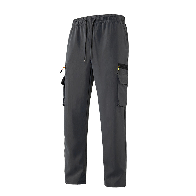 Men's Breathable Cargo Lounge Pants with Elastic Waistband, Drawstring & Multi-Pockets Chichicherry