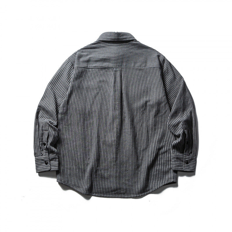 Men's Striped Oversized Shirt made of Washed Cotton Blend with Chest Pocket Chichicherry