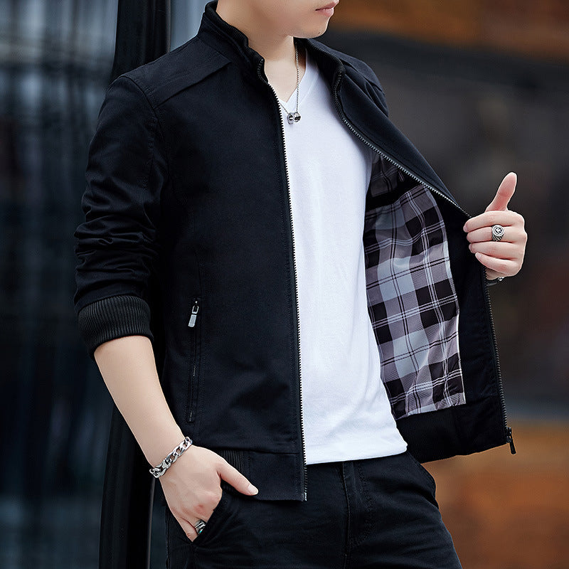 Men's lightweight zip-up blouson with checked lining, ribbed cuffs and stand-up collar Chichicherry
