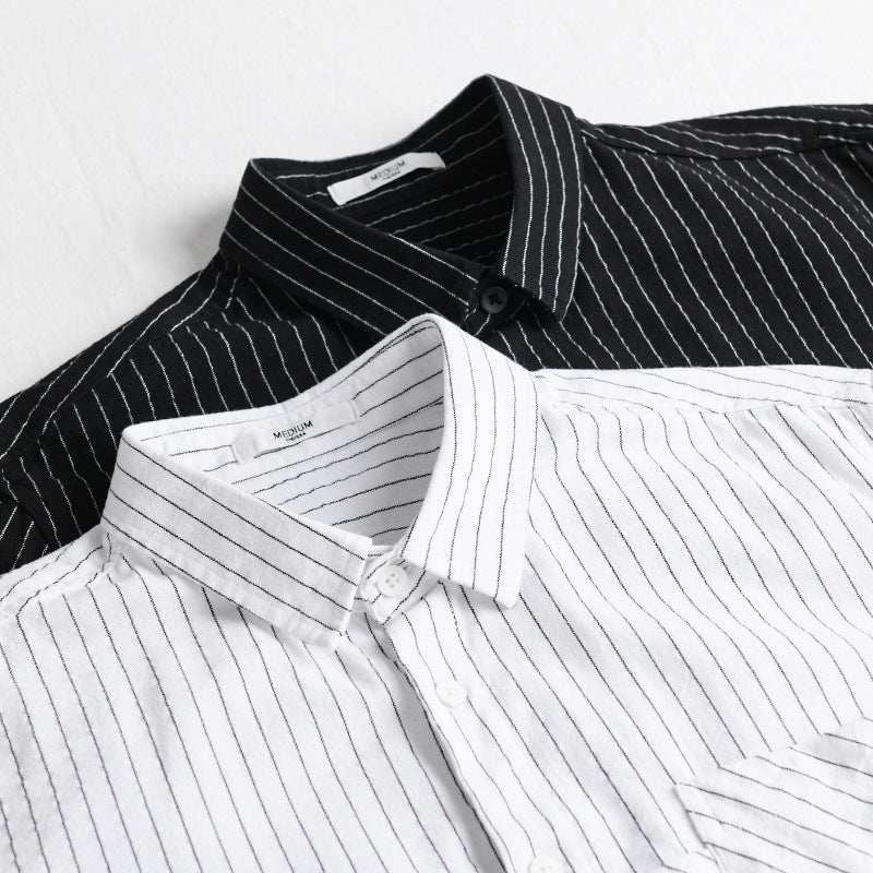 Men's pinstriped shirt in relaxed fit with diagonal chest patch Chichicherry