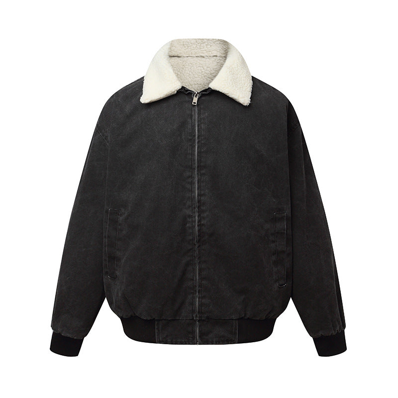 Unisex Padded Boxy Bomber Jacket with Teddy Collar Chichicherry