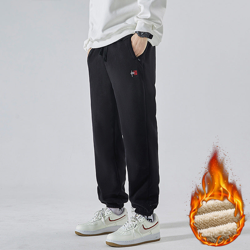 Men's Fleece Lined Sweatpants with Sherpa Lining and Elastic Cuffs Chichicherry