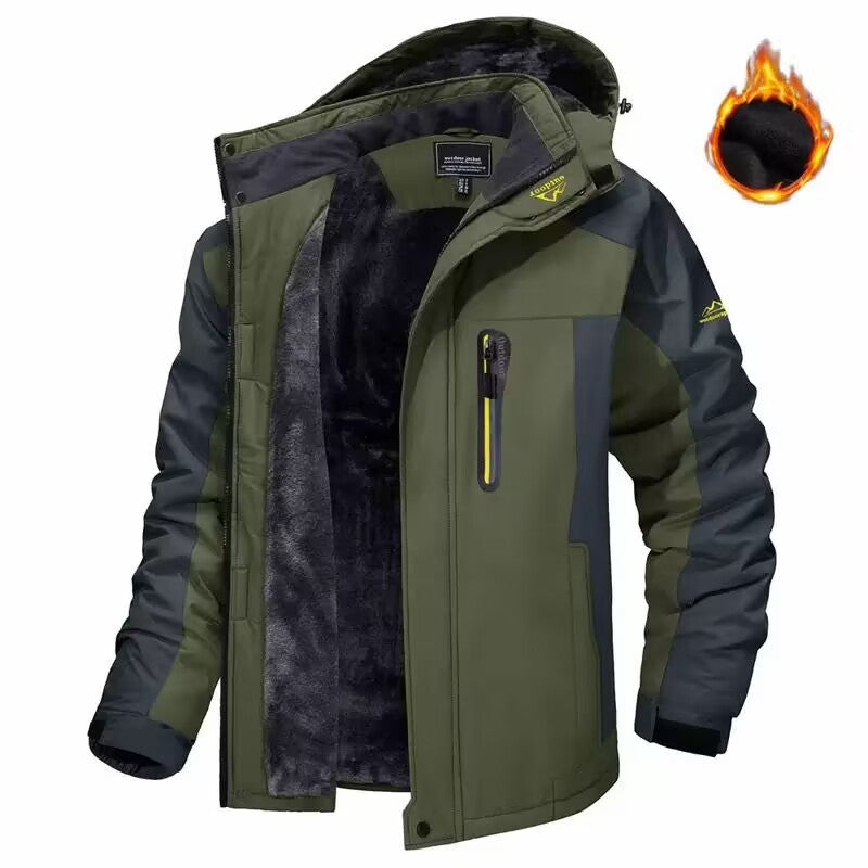 Men's trekking parka with warm teddy lining, detachable hood, and waterproof softshell outer layer Chichicherry