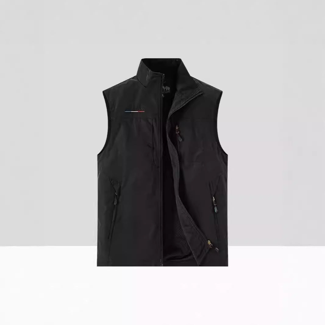 Men's Lightweight Multifunctional Outdoor Utility Vest with Mesh Lining and Multiple Zipper Pockets Chichicherry