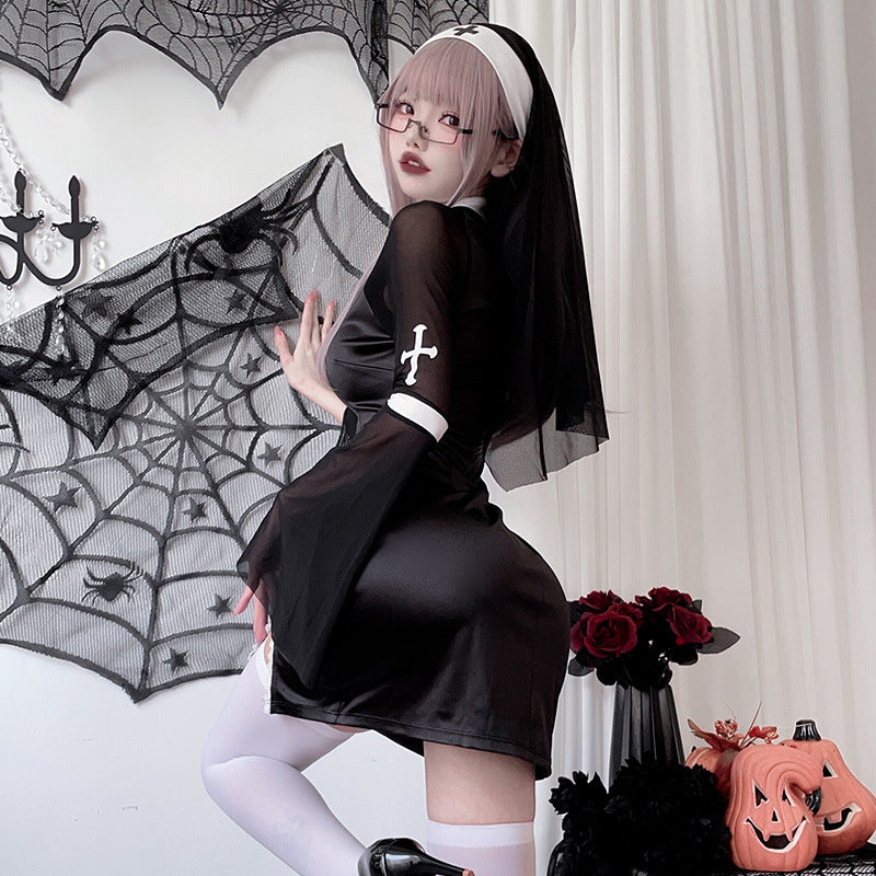 Ladies Devil Dress with Transparent Sleeves and Exciting Accents Chichicherry