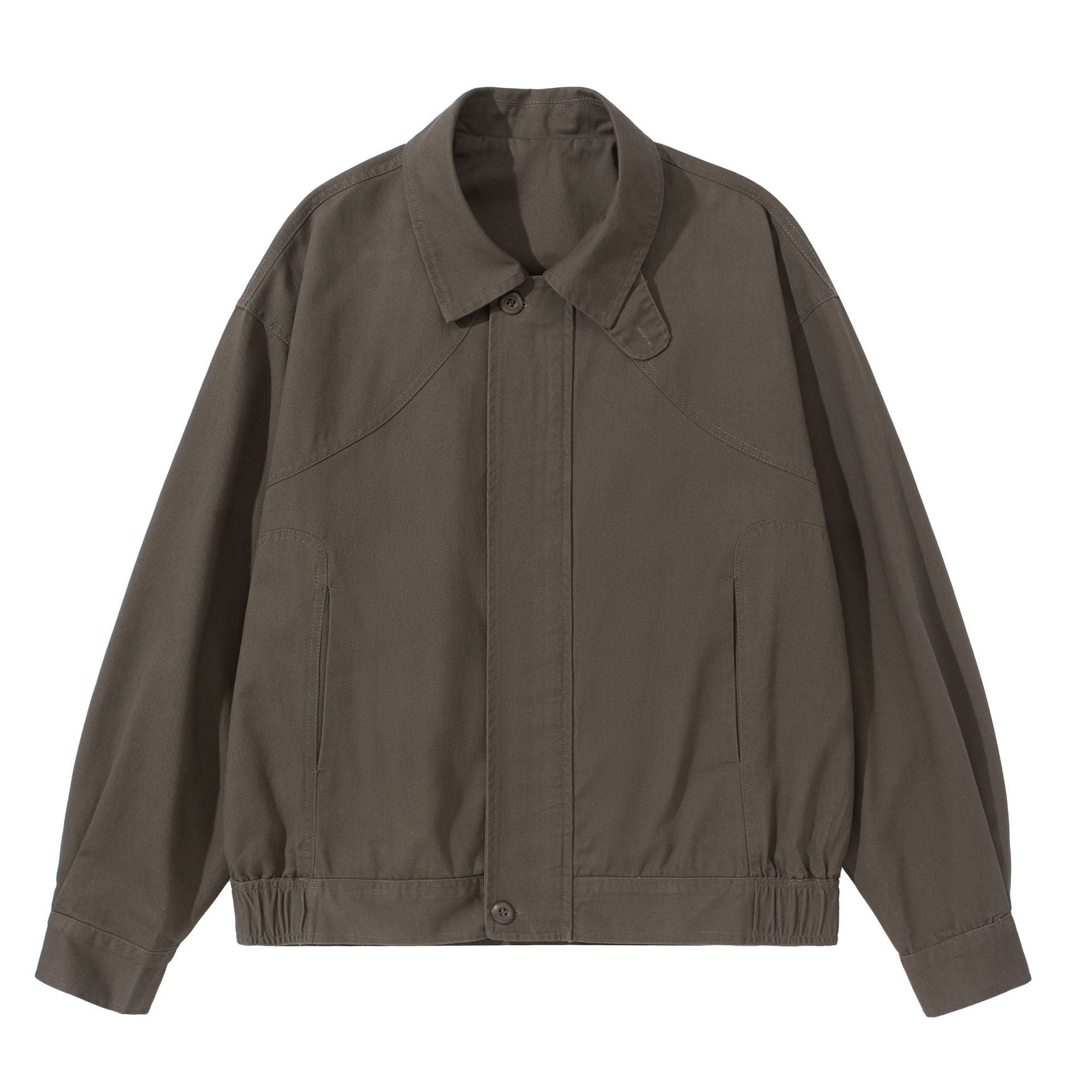 Unisex Short-Cut Utility Blouson with Shirt Collar and Elastic Hem Chichicherry
