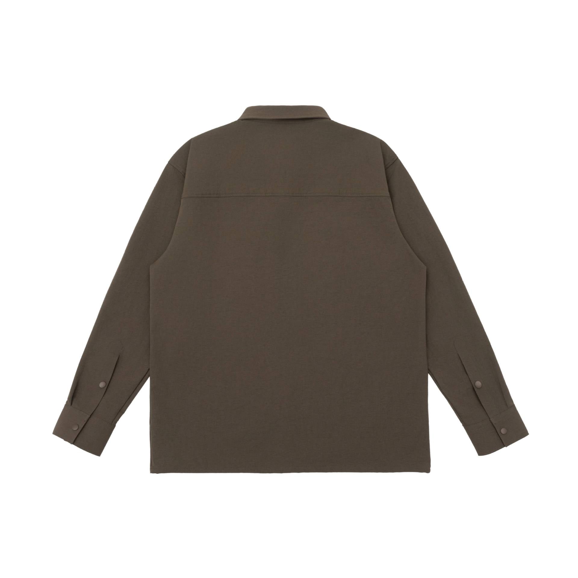 Unisex Oversized Shirt Jacket in Utility Style with concealed snap button placket and diagonal zip pocket Chichicherry