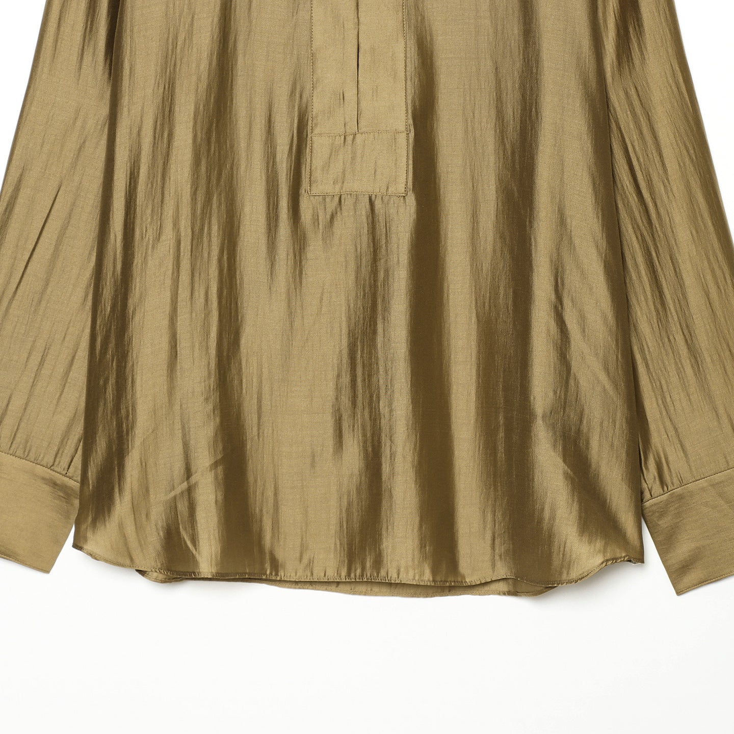 Women's Oversized Satin Blouse with Shirt Collar, Concealed Button Placket and Cuffs Chichicherry
