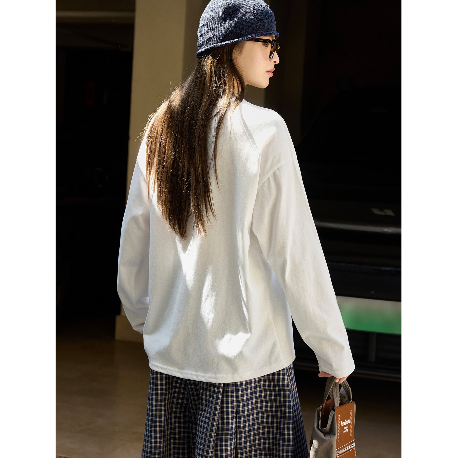 Ladies Loose Cotton Long Sleeve with Dropped Shoulder and Round Neck Chichicherry
