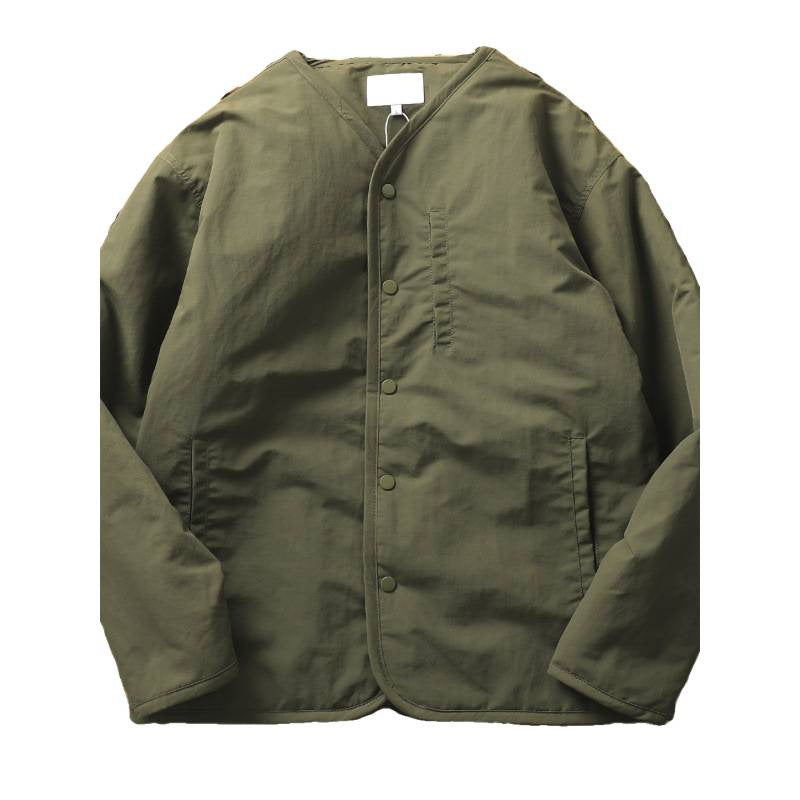 Herren Leicht wattierte Thermo-Linerjacke mit Druckknopfverschluss und gerundetem Saum Chichicherry