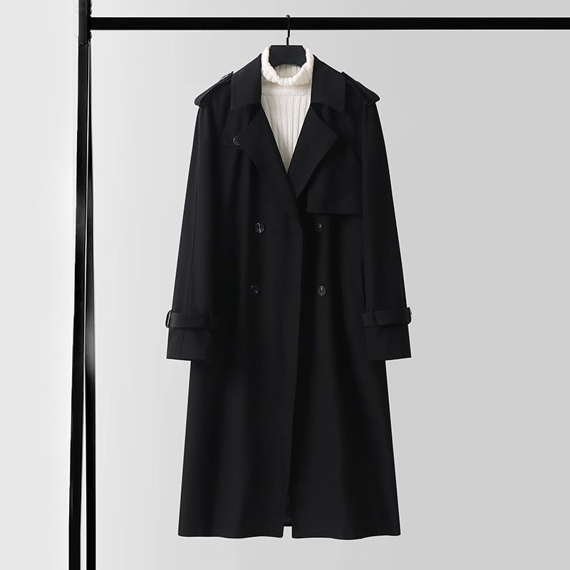 Men's Classic Double-Breasted Trench Coat made of lightweight Wool Blend with Shawl Collar and Epaulettes Chichicherry