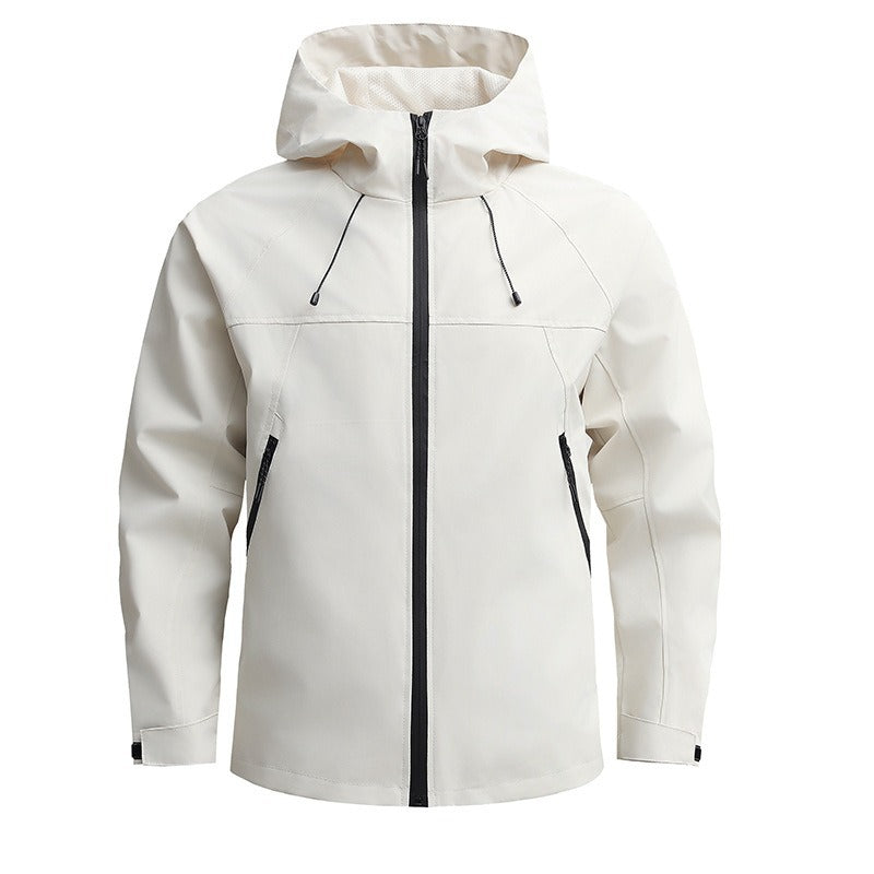 Men's Breathable Softshell Jacket with Two-Way Zipper, Adjustable Hood and Water-Repellent Surface Chichicherry