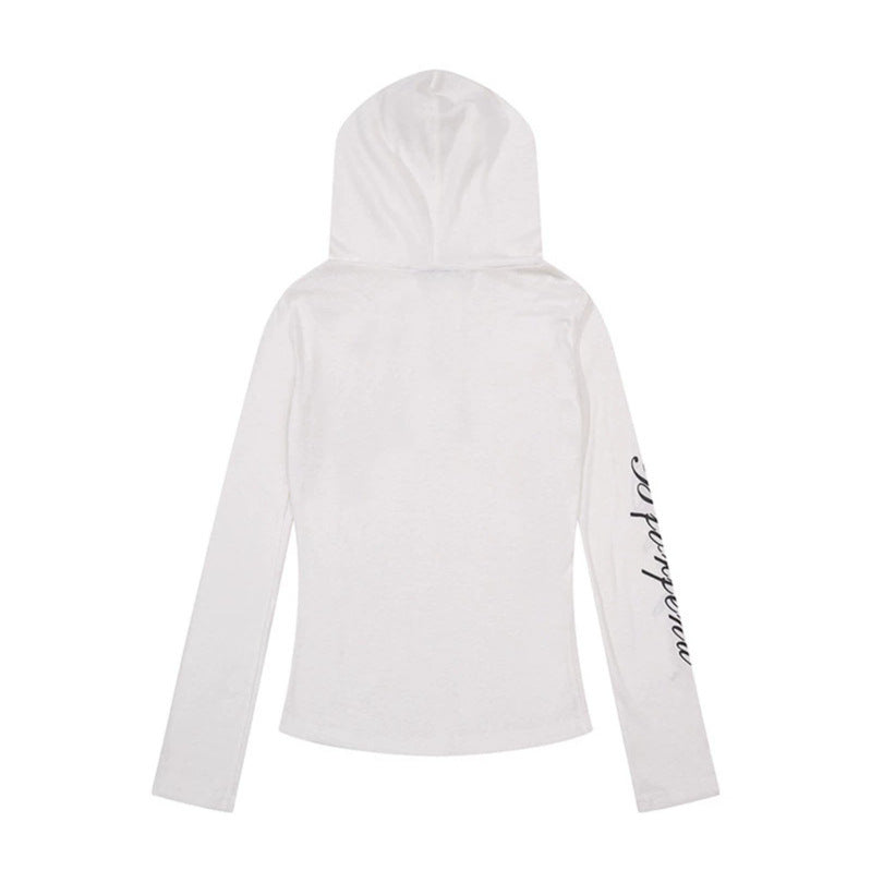 Women's Lightweight Long Sleeve Hoodie Henley Shirt with Button Placket, Hood and Music Print Chichicherry