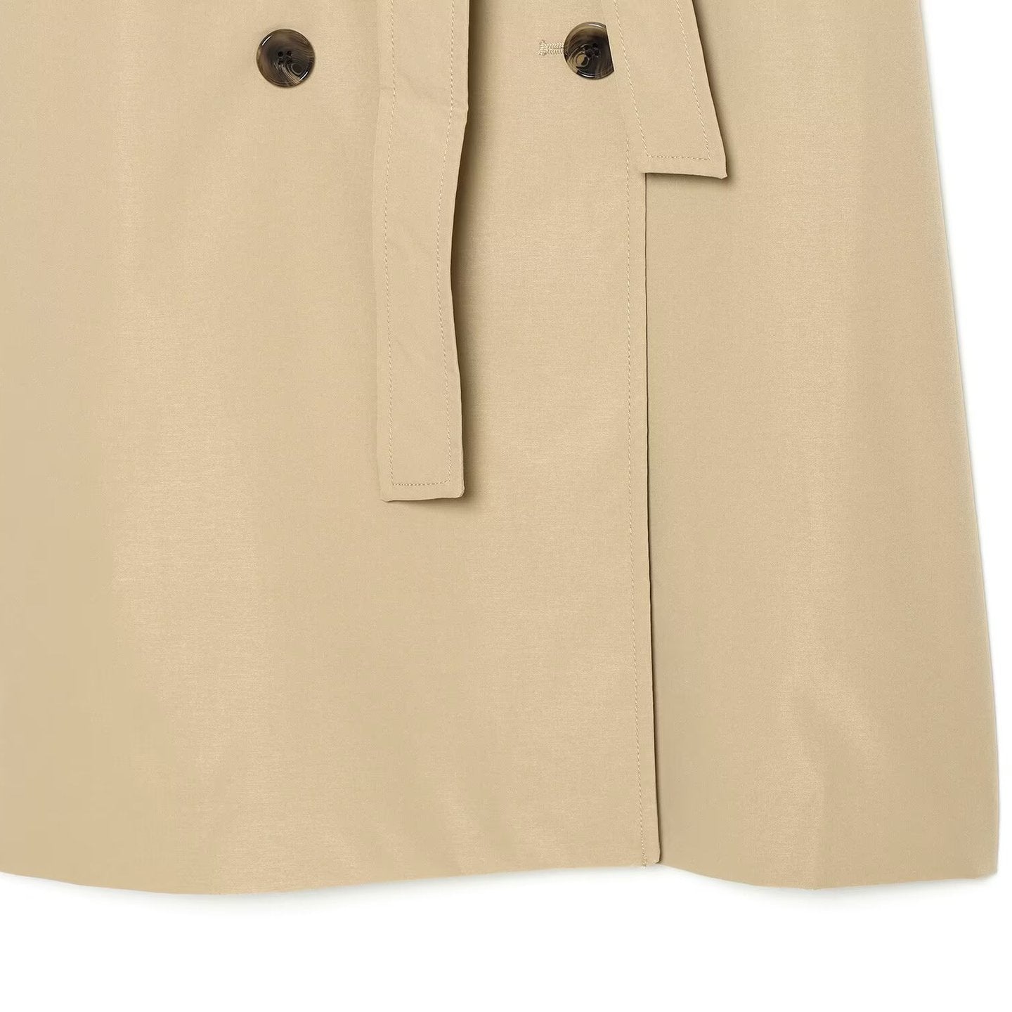 Women Double-breasted Trench Coat with Removable Cape Sleeves and Waist Belt Chichicherry