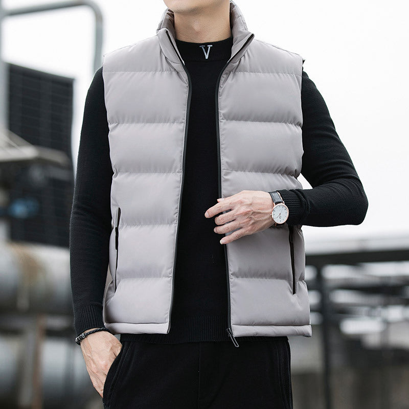 Men's padded quilted thermal vest with stand-up collar, side zip pockets & windproof exterior Chichicherry