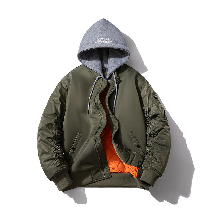Men's Quilted Bomber Jacket with Stand-Up Collar, Padded Cut and Arm Pocket Chichicherry