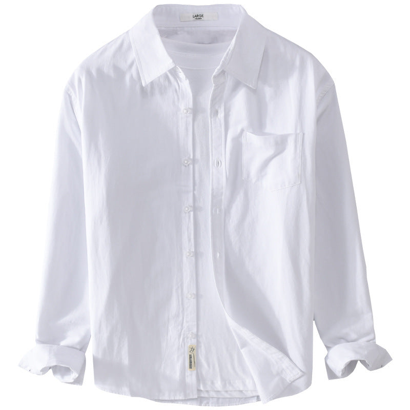 Men's Lightweight Cotton-Linen Overshirt with Chest Pocket and Relaxed Fit Chichicherry