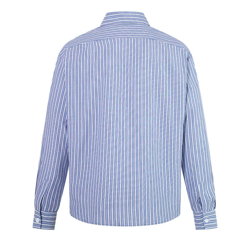 Men's Oversize Shirt made of cotton blend with fine stripes, Kent collar and chest pocket Chichicherry