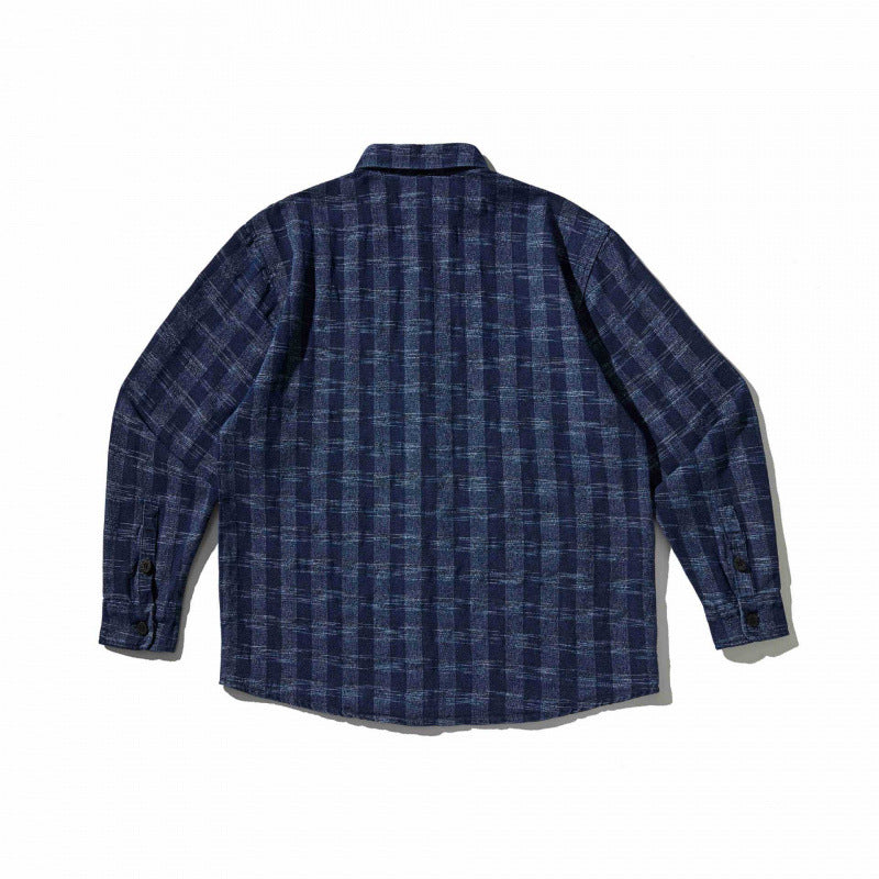Unisex Boxy Overshirt Jacket made of lightweight cotton blend with check pattern and chest flap pocket Chichicherry