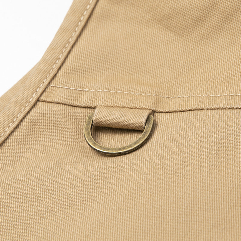Men's Sleeveless Utility Vest with V-Neck, Cotton Canvas, Button Placket and Large Front Pockets Chichicherry