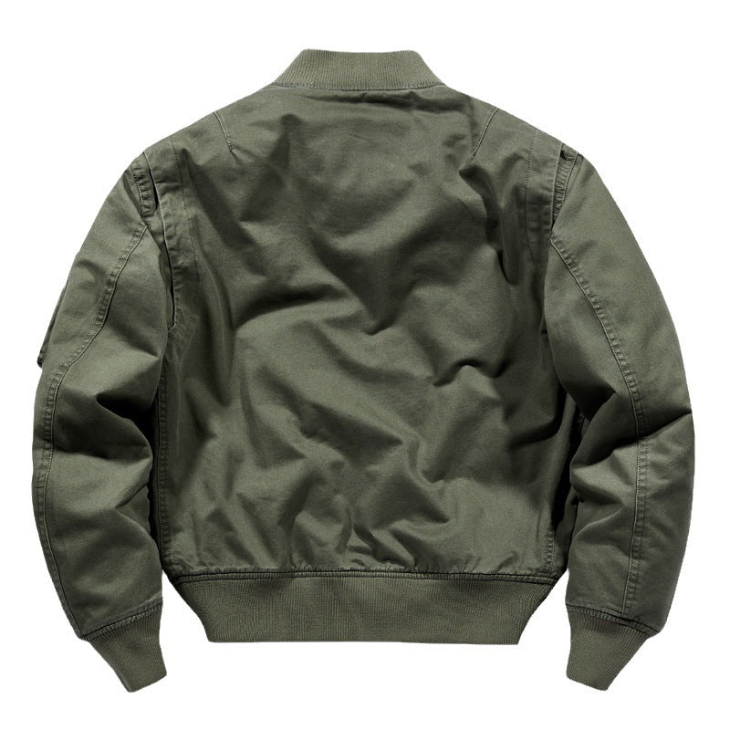 Men's Short Cut Utility Bomber Jacket with Zipper, Arm Pocket and Applied Flap Pockets Chichicherry