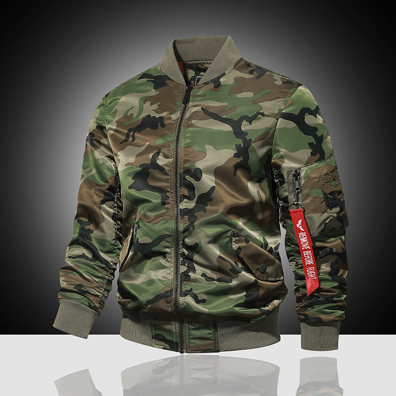 Men's military-inspired bomber jacket with camouflage, arm pocket and ribbed cuffs Chichicherry