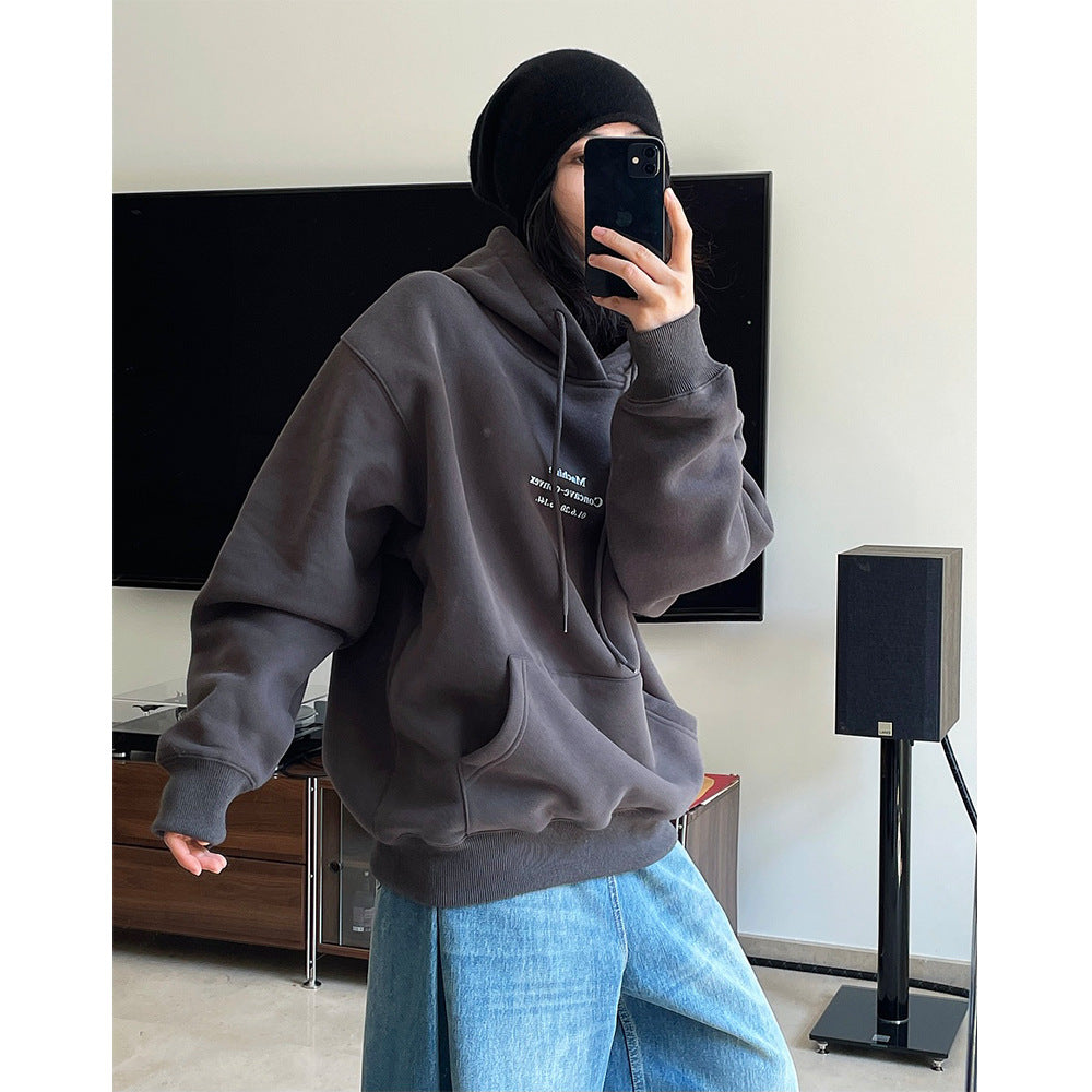 Women Soft Fleece Hooded Pullover in Oversized Cut with Kangaroo Pocket Chichicherry