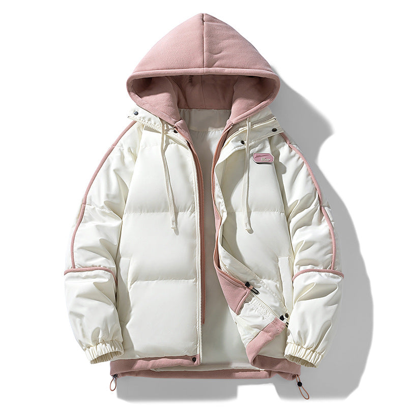 Women's short quilted jacket with contrasting fleece hood and drawstring Chichicherry