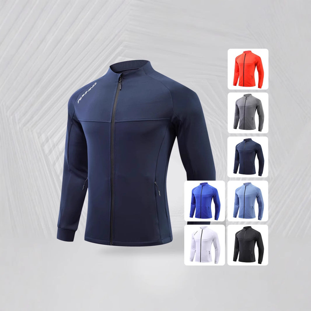 Men's running training jacket with wind-resistant stretch, slim fit and zippered pockets Chichicherry