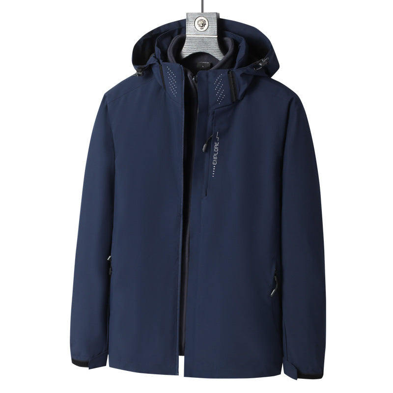 Men's softshell outdoor jacket with waterproof membrane, detachable hood and concealed zipper Chichicherry