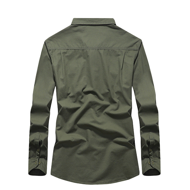 Men's Cotton Utility Shirt with Chest Flap Pockets, Reinforced Construction and Classic Shirt Collar Chichicherry