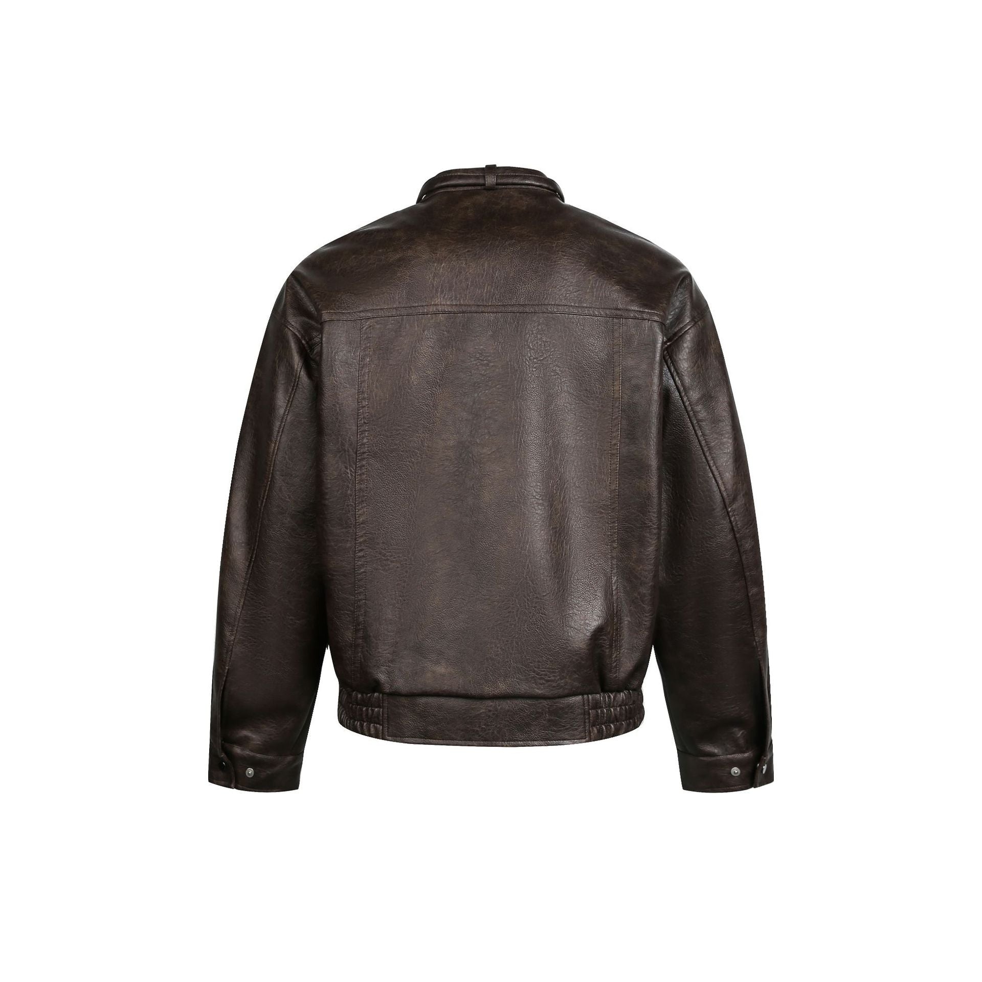 Men's leather pilot jacket with buckle collar and gathered hem Chichicherry