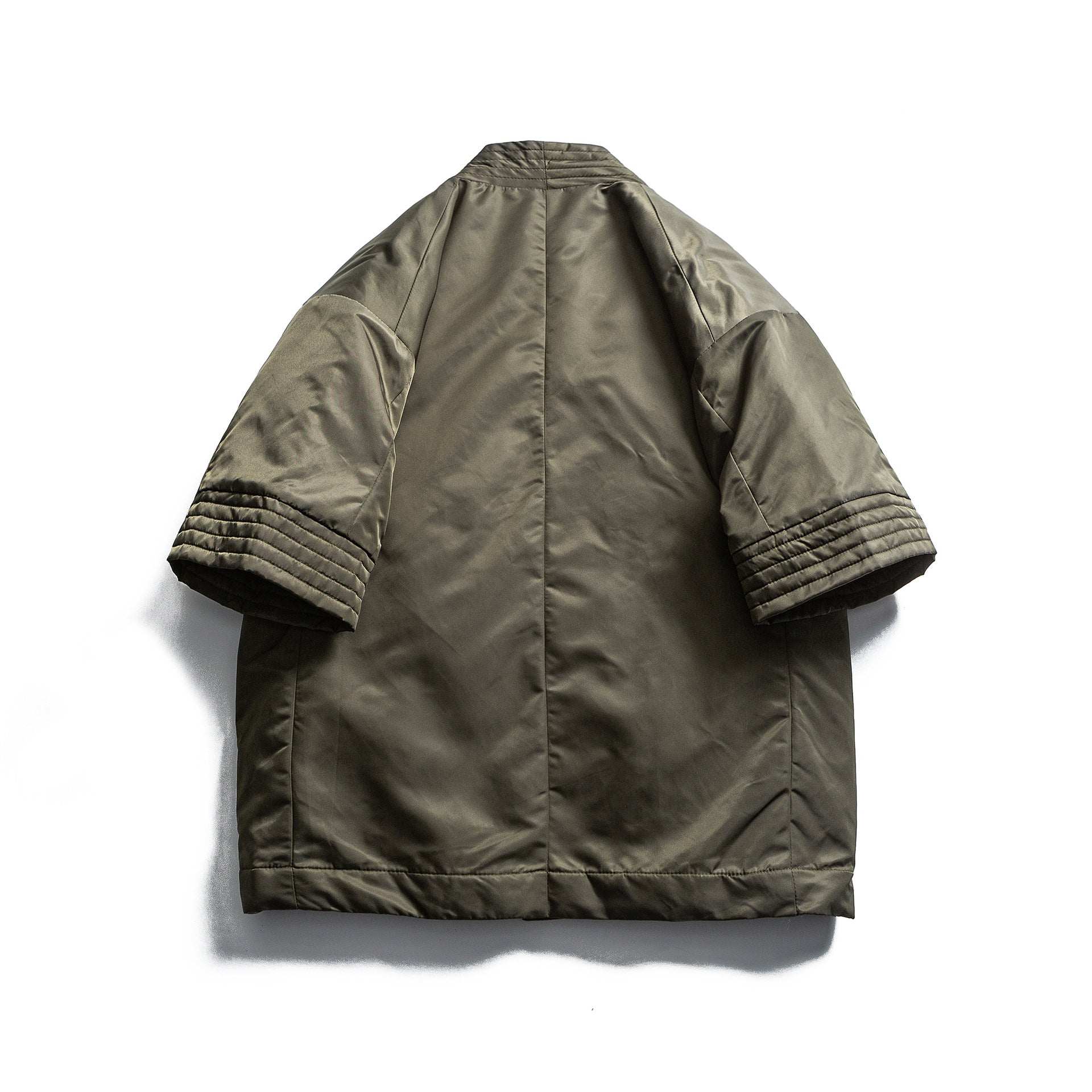 Unisex Padded Kimono Jacket with Short Sleeves and Waist Belt Chichicherry