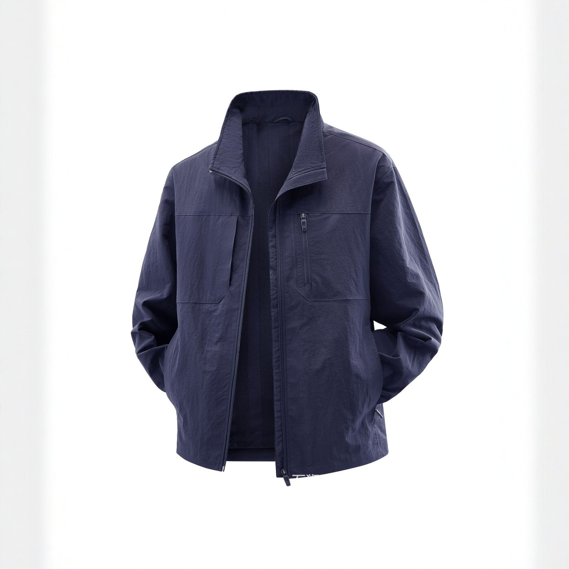 Men's Lightweight Field Utility Jacket with Mesh Lining, Stand-Up Collar and Zipper Pockets Chichicherry