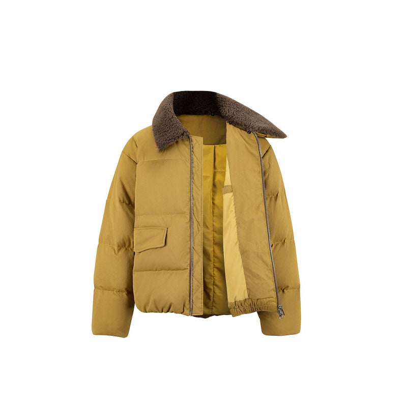 Women's cropped padded bomber jacket with teddy collar and flap pockets Chichicherry