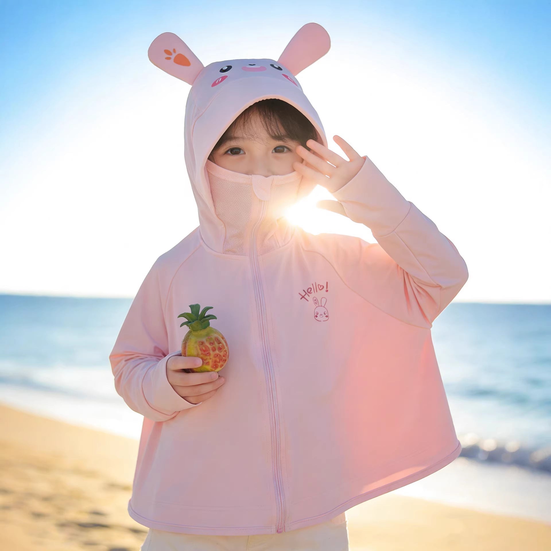 Unisex nan lightweight UV protection sun jacket with hood and thumb hole for children Chichicherry