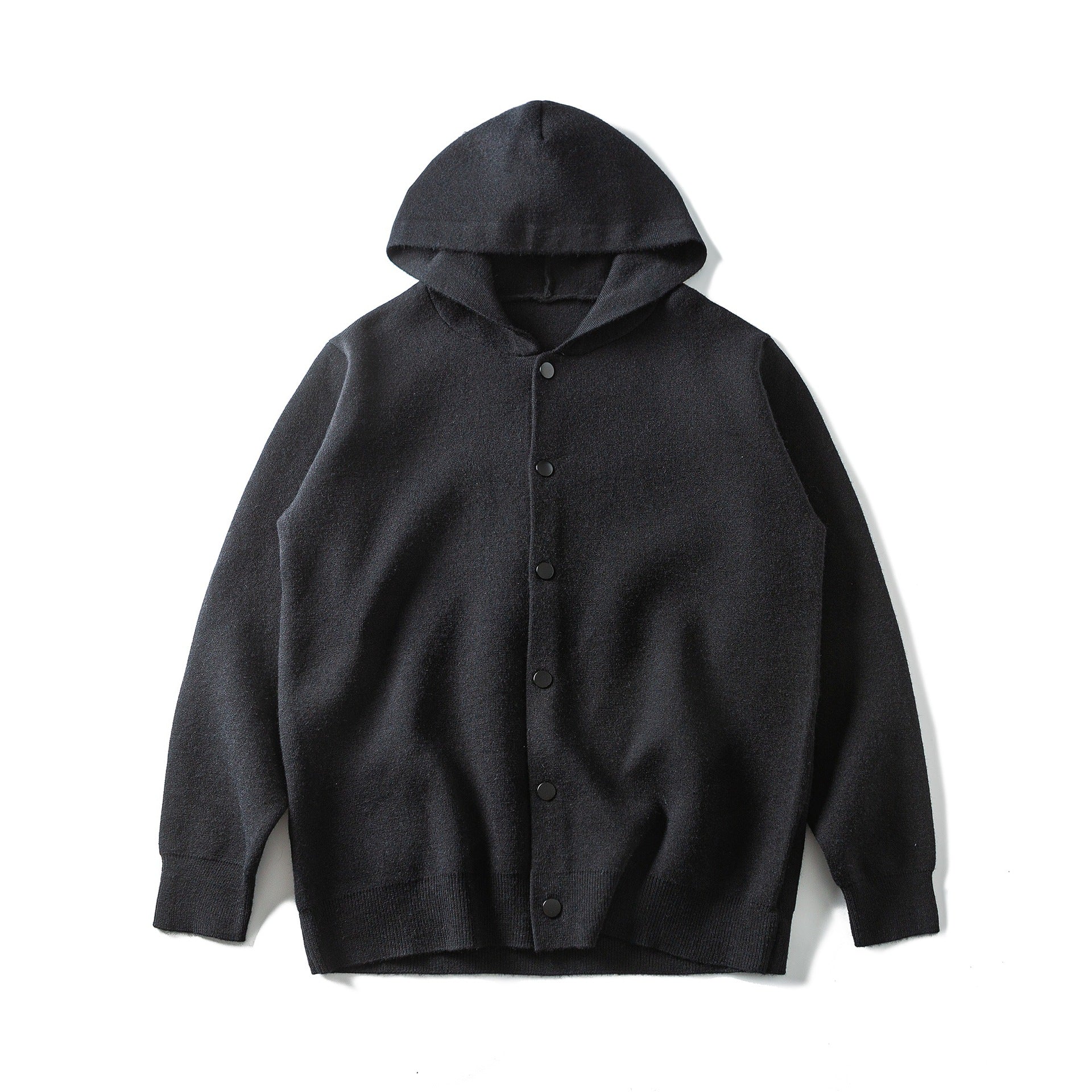 Unisex Light Hoodie Cardigan with Snap Fastener and Ribbed Cuffs Chichicherry
