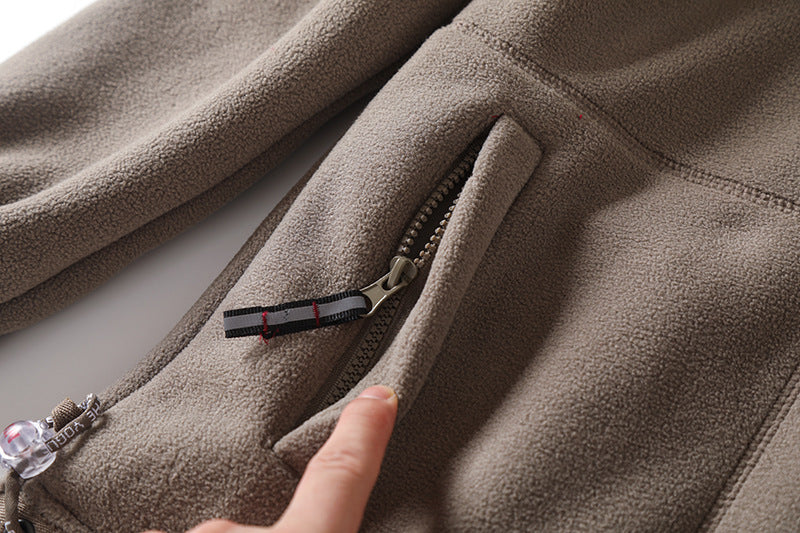 Men's fleece jacket with stand-up collar, full-length zipper, and insert pockets Chichicherry