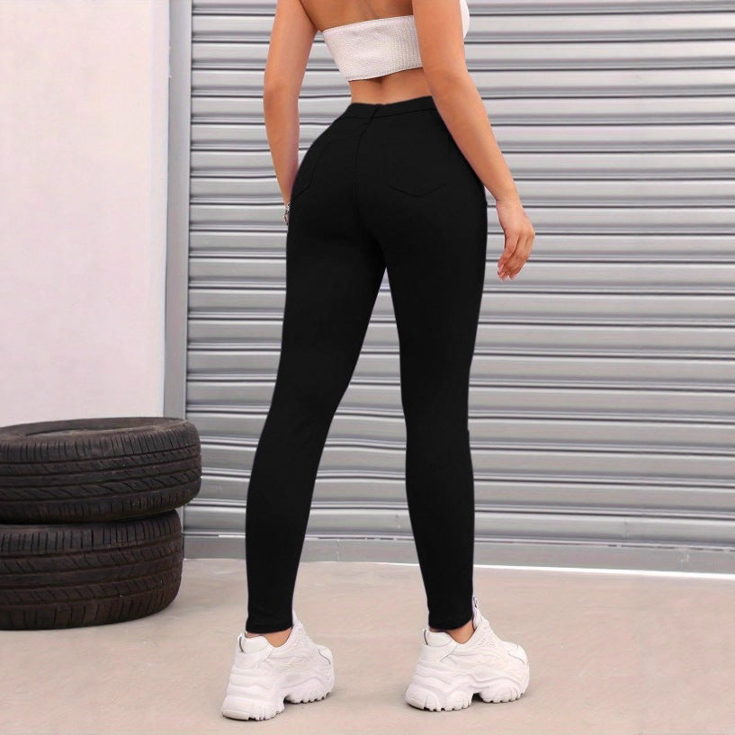 Women's Thermo High Waist Fleece Jeggings in Jeans Look Chichicherry