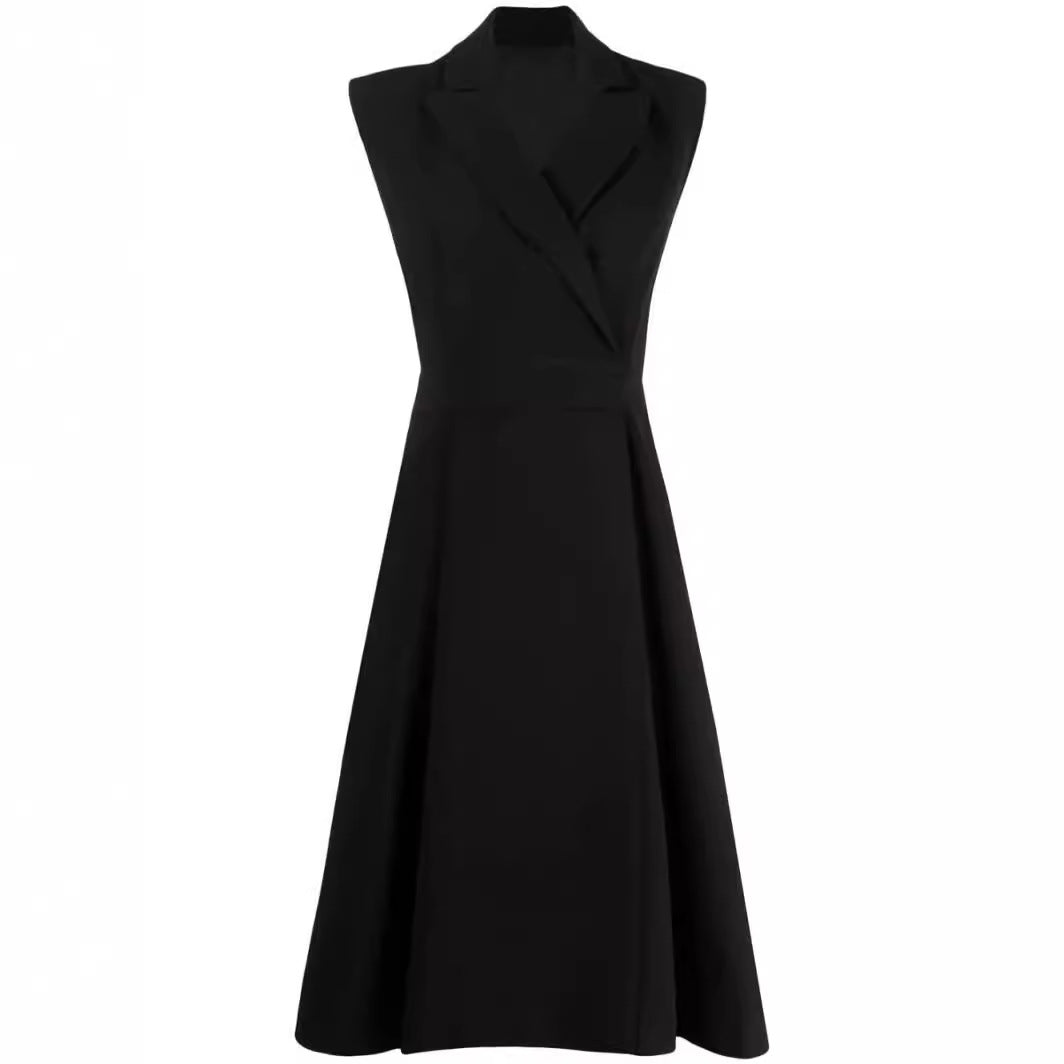 Women's Sleeveless Blazer Dress with Tailored A-Line Cut Chichicherry