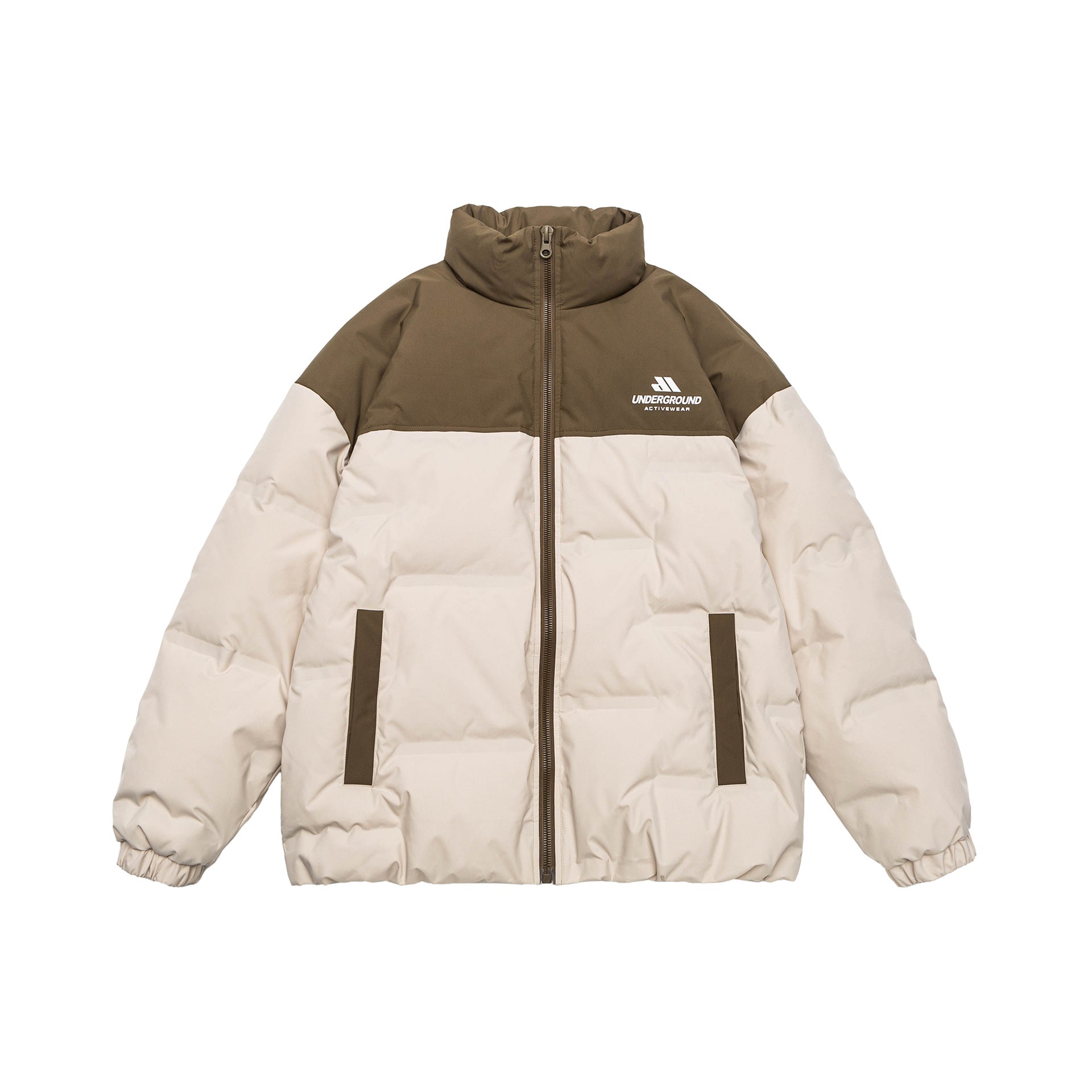 Unisex Padded Comfort Puffer Jacket with High Stand Collar and Brand Logo Chichicherry