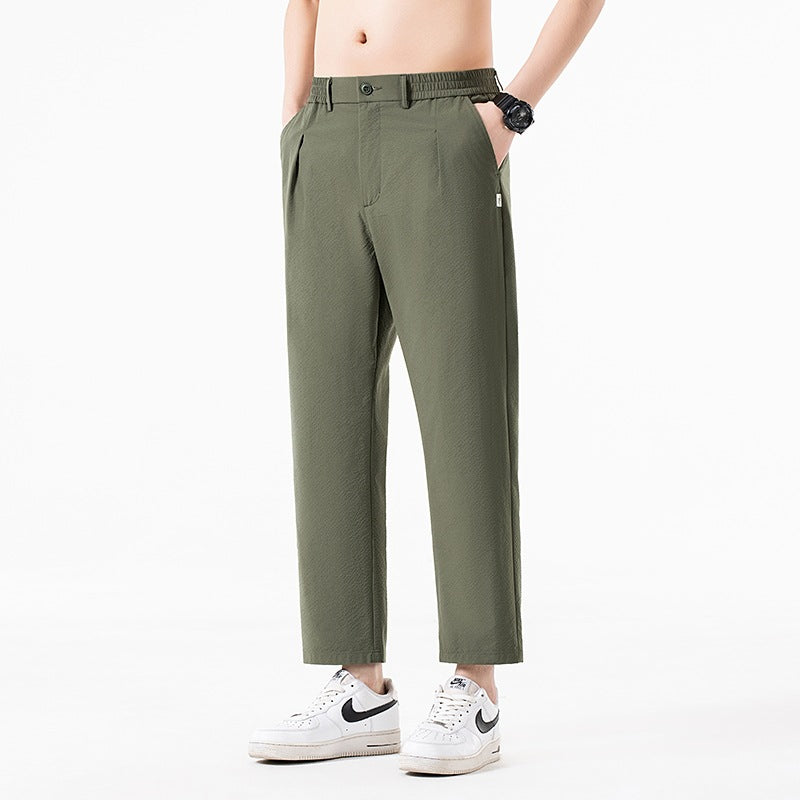 Men's cropped trousers with wide leg, semi-elastic waistband and crease Chichicherry