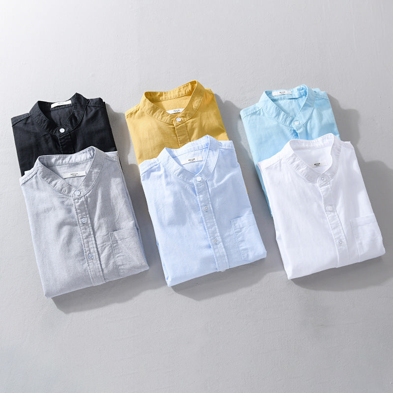 Men's Stand Collar Overshirt made of Cotton Blend with tonal Chest Pocket and Soft-Touch Chichicherry