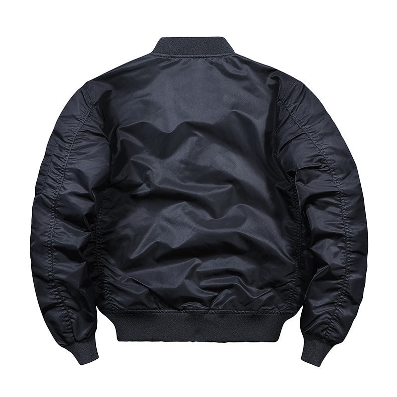 Men's nylon flight bomber with arm pocket, quilted thermal lining, and ribbed hem Chichicherry
