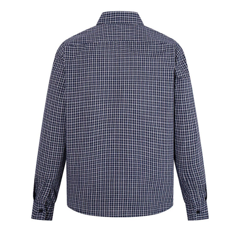 Men's Checked Long Sleeve Shirt in Relaxed Fit with Chest Pocket and Kent Collar Chichicherry