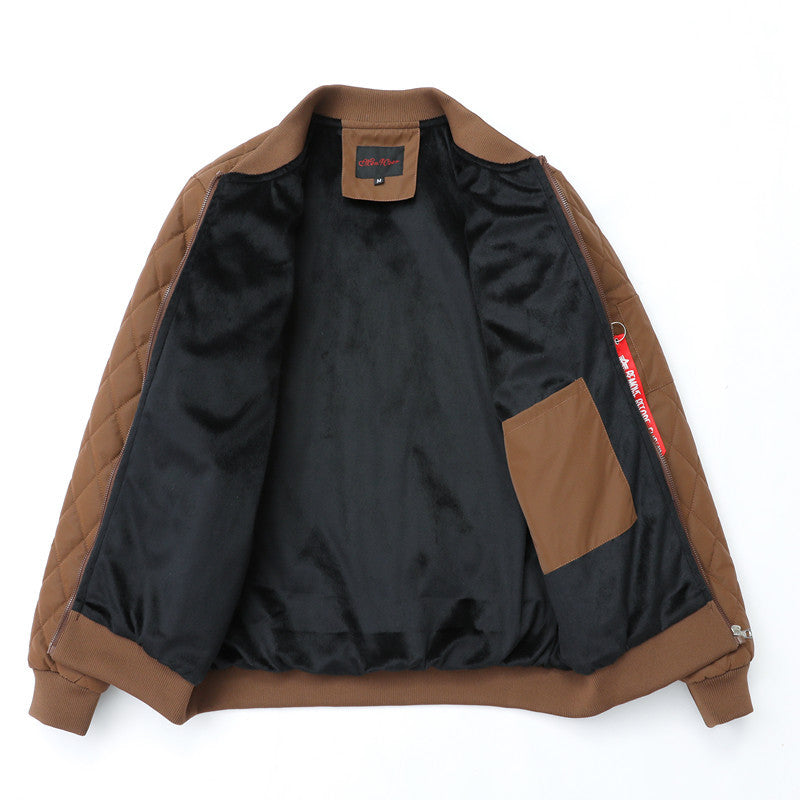 Men's Quilted Bomber Jacket with Diamond Pattern and Arm Pocket Chichicherry