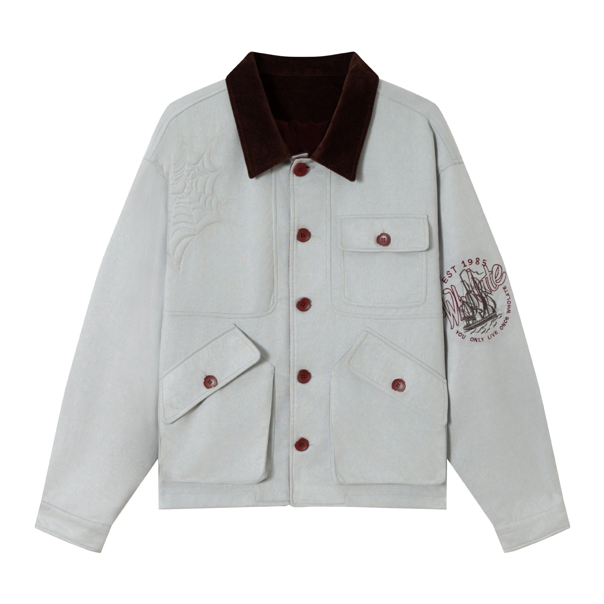 Men's short jacket made of suede look with cord collar and utility pockets Chichicherry