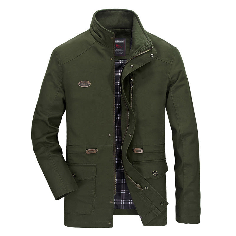 Men's mid-length parka with hood, checkered lining and waist drawstring Chichicherry